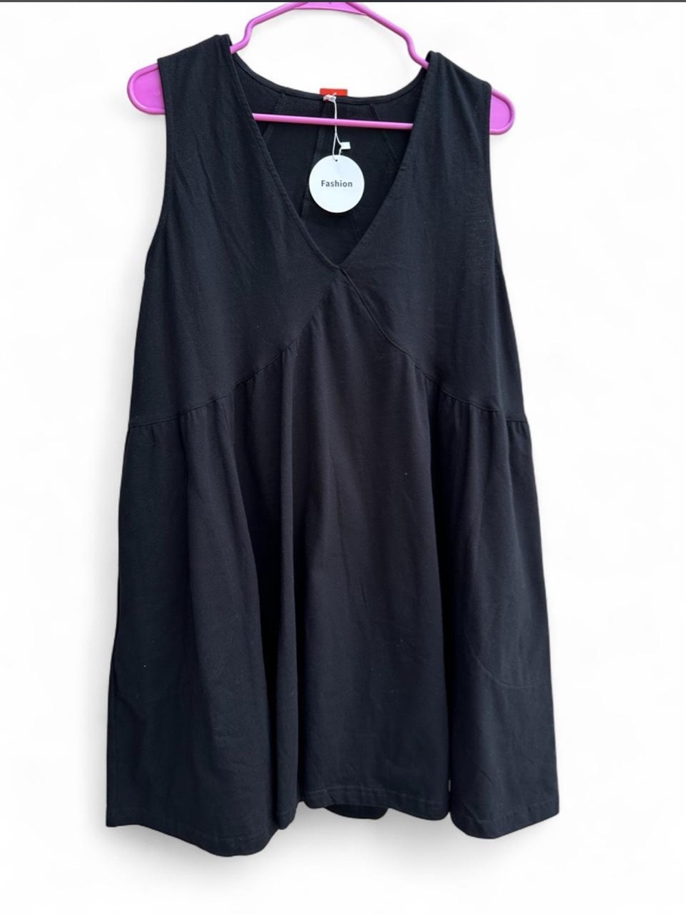 Boho minimalist black dress Size S oversized 100% cotton